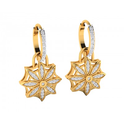 Reha Diamond floral earrings on diamond hoops